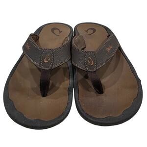 OluKai OHANA Men's Flip Flop Thong Slippers size 11 Brown